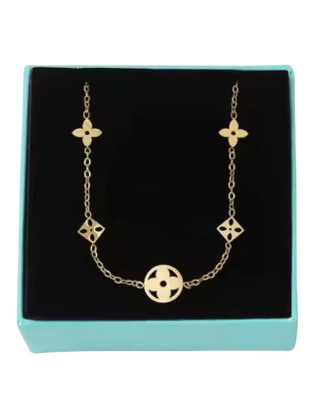 18K Gold Plated Clover Station Charm Bracelet